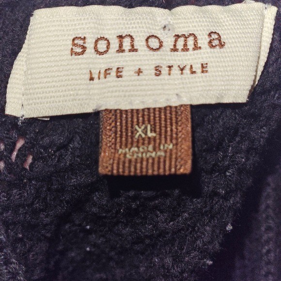 Sonoma Life Style Black Short Sleeve Cable Knit Button Front Cardigan Sweater - Picture 4 of 5